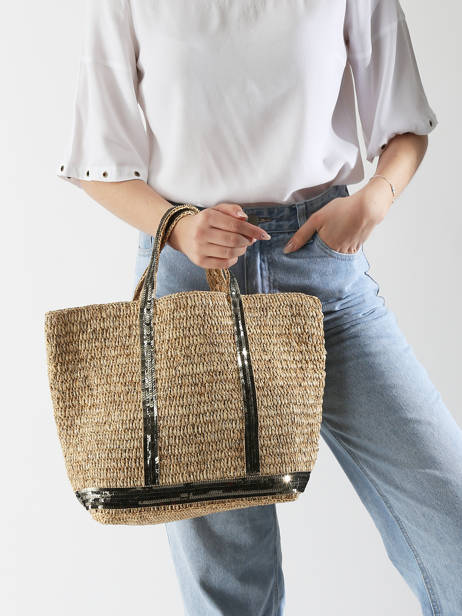 Cabas Cabas Raphia Cuir Vanessa bruno Vert cabas raphia 30V40413 vue secondaire 1