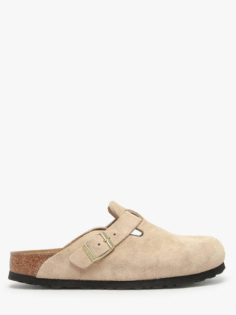 Mules Boston En Cuir Birkenstock Beige women 1030883