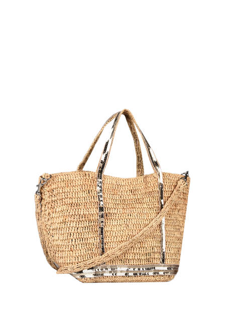 Sac Bandoulière Baby Cabas Raphia Et Paillettes Vanessa bruno Beige cabas raphia 64V40410 vue secondaire 3